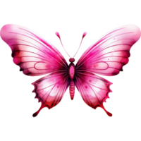 Butterfly Watercolor Blooming Pink. AI Generative png
