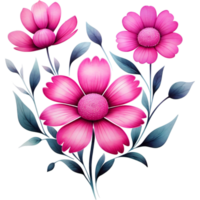 Pink Painted Flowers. AI Generative png