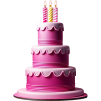 Pink Double Layer Birthday Cake. AI Generative png