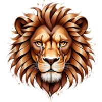 hand målad huvud brun lejon kung. ai generativ png