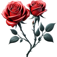 Two Blooming Red Roses Flower. AI Generative png