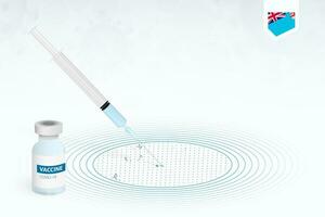 COVID-19 vaccination in Fiji, coronavirus vaccination illustration with vaccine bottle and syringe injection in map of Fiji. vector