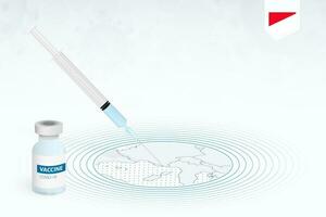 COVID-19 vaccination in Monaco, coronavirus vaccination illustration with vaccine bottle and syringe injection in map of Monaco. vector