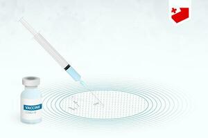 COVID-19 vaccination in Tonga, coronavirus vaccination illustration with vaccine bottle and syringe injection in map of Tonga. vector
