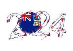 2024 Year in grunge style with flag of Falkland Islands. vector