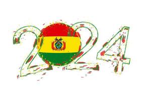 2024 Year in grunge style with flag of Bolivia. vector