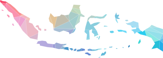 colorful abstract low polygonal of indonesia map. png