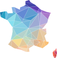 colorful abstract low polygonal of france map. png