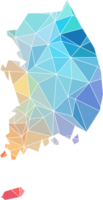 colorful abstract low polygonal of south korea map. png