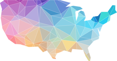 colorful abstract low polygonal of usa map. png