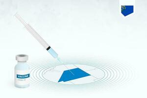 COVID-19 vaccination in Nevada, coronavirus vaccination illustration with vaccine bottle and syringe injection in map of Nevada. vector