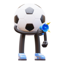 3D cartoon soccer ball character holding a megaphone png