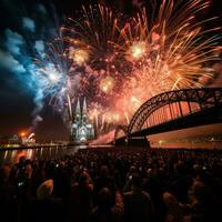 Fireworks light up the sky above Cologne Carnival celebrations photo