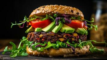 Plant-based burger. juicy meaty and guilt-free photo