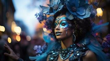 Vibrant floats and performers parade through the streets at Mardi Gras photo