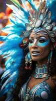 Samba dancers in extravagant outfits at Carnival photo