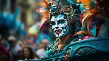 Vibrant floats and performers parade through the streets at Mardi Gras photo