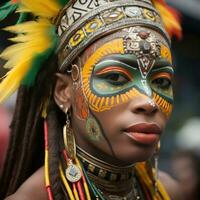 Elaborate makeup and headdresses on display at Notting Hill Carnival photo