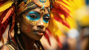 Elaborate makeup and headdresses on display at Notting Hill Carnival photo