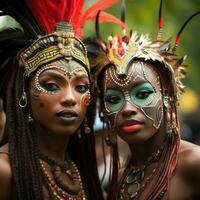 Elaborate makeup and headdresses on display at Notting Hill Carnival photo