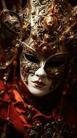 Masquerade ball at Venice Carnival with ornate masks and costumes photo