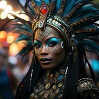 Samba dancers in extravagant outfits at Carnival photo