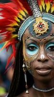 Elaborate makeup and headdresses on display at Notting Hill Carnival photo