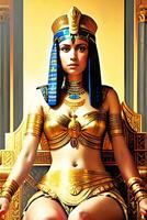 hermosa egipcio mujer sentado en un trono. ai generativo foto