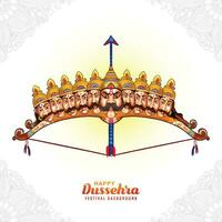 Lord rama with arrow killing ravana in happy dussehra background vector