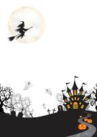 Halloween background with witch and pumpkin vector