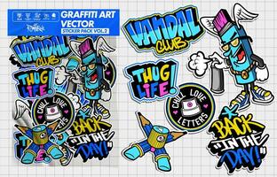 Graffiti art vector sticker illustration. Set of vector design with colorful designs