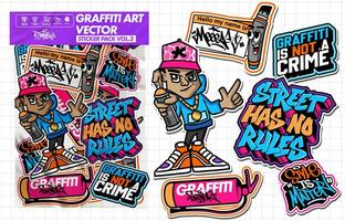 Graffiti art vector sticker illustration. Set of vector design with colorful designs