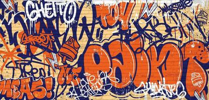 Graffiti background with throw-up, scribble and tagging in vibrant colors. Abstract graffiti in vector illustrations.