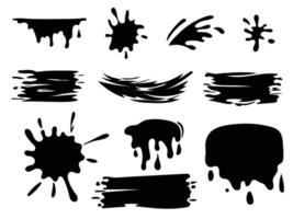 Hand drawn set of paint splatter and blob splash with different shapes vector