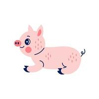 Cute lying pig doodle vector