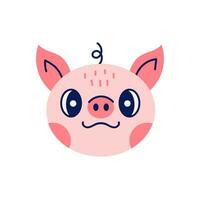 Funny pig head vector illustration in doodle style