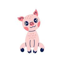 Cute piglet sitting vector illustration