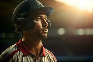 Cricket athletes are competing on the cricket field photo