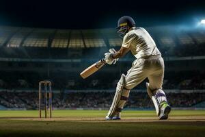 Cricket athletes are competing on the cricket field photo