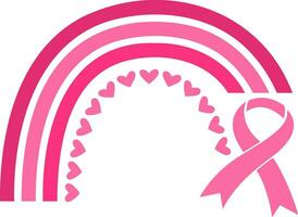 Pink Rainbow Breast Cancer Awareness heart design vector