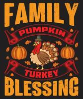 Family pumpkin turkey blessing design vector