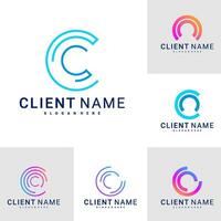 Set of Modern and Minimal letter C logo. Simple initial C monogram logo design vector template.