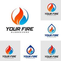 conjunto de moderno fuego logo concepto o icono diseño. vector ilustración