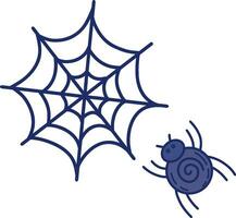 Vector illustration of a spider and a web. Monochrome web and spider for Halloween, highlighted on a white background. Vector illustration.