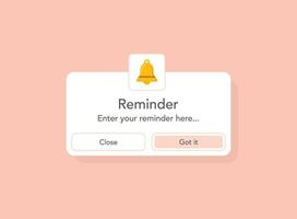 Reminder notifications page with alert bell icon in flat style. Event notice message vector illustration on isolated background. Announcement notice sign business concept.