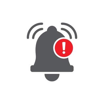 Notification bell icon in flat style. Incoming inbox message vector illustration on isolated background. Ringing bell sign business concept.