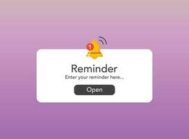 recordatorio notificaciones página con alerta campana icono en plano estilo. evento darse cuenta mensaje vector ilustración en aislado antecedentes. anuncio darse cuenta firmar negocio concepto.