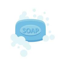 Bar of soap with foam icon in flat style. Cosmetic product for hygienic vector illustration on isolated background. Toiletries sign business concept.