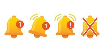 Notification bell icon in flat style. Incoming inbox message vector illustration on isolated background. Ringing bell sign business concept.