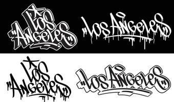 Los Angeles text in graffiti tag font style. Graffiti text vector illustrations.